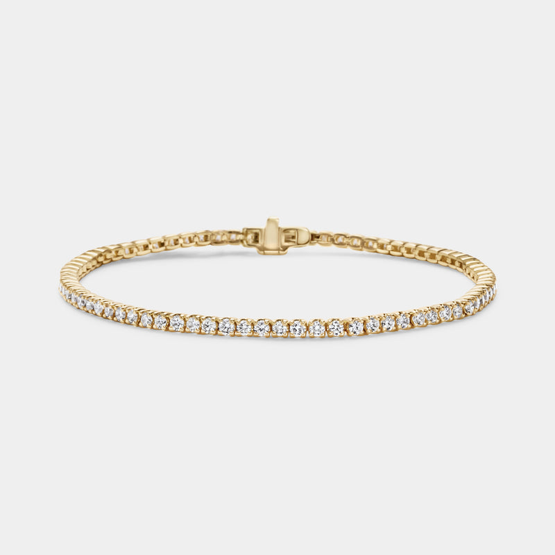 14K Yellow Gold Classic Tennis Bracelet 5 CTW – Eco Diamond (Lab-Created Diamond) — 3.00