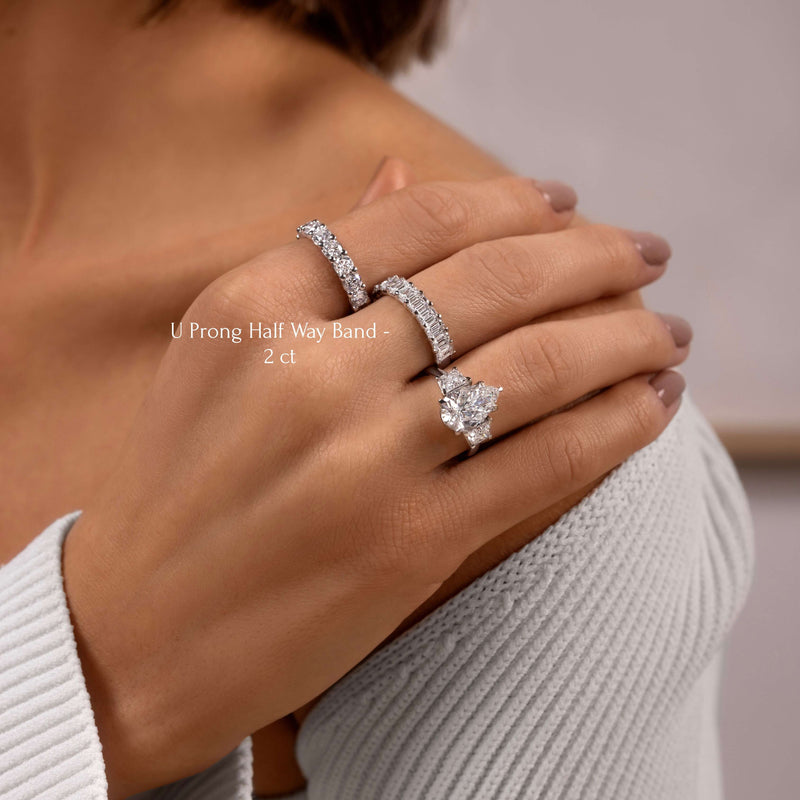 14K White Gold Emerald U Anniversary Ring 2 CTW – lab diamond / 2.00 — (1)