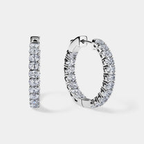 14K White Gold Oval Hoops 3.5 CTW