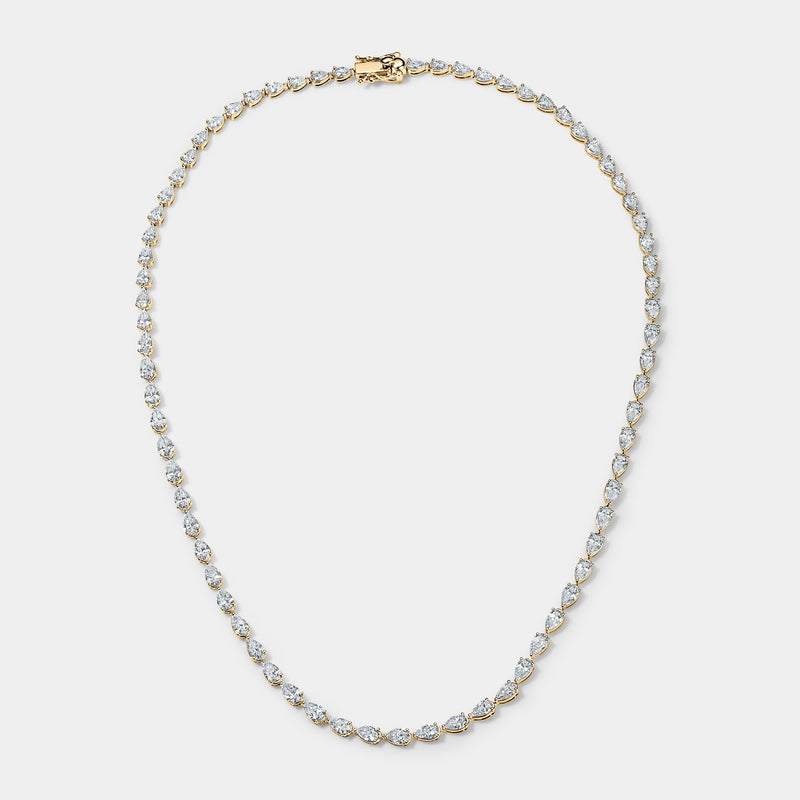 14k Yellow Gold Pear Tennis Necklace (14 CTW)