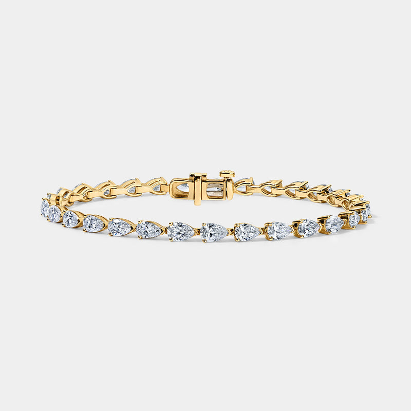 14K Yellow Gold Pear Tennis Bracelet 7 CTW — 4.00