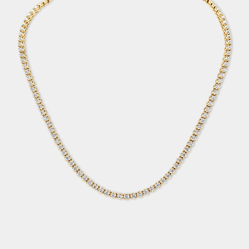 14K Yellow Gold Crown Tennis Necklace 9 CTW