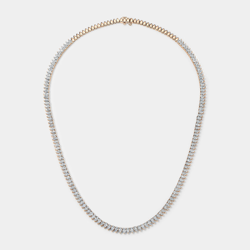 14k Rose Gold Pear Tennis Necklace (13 CTW)
