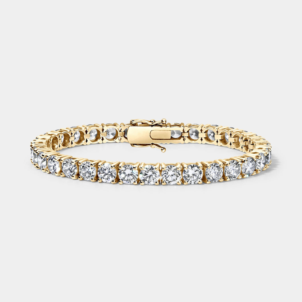 14K Yellow Gold Classic Tennis Bracelet 10 CTW – Natural Diamond G-H SI+