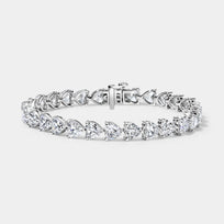 14K White Gold Heart Tennis Bracelet 16 CTW