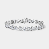 14K White Gold Heart Tennis Bracelet 16 CTW