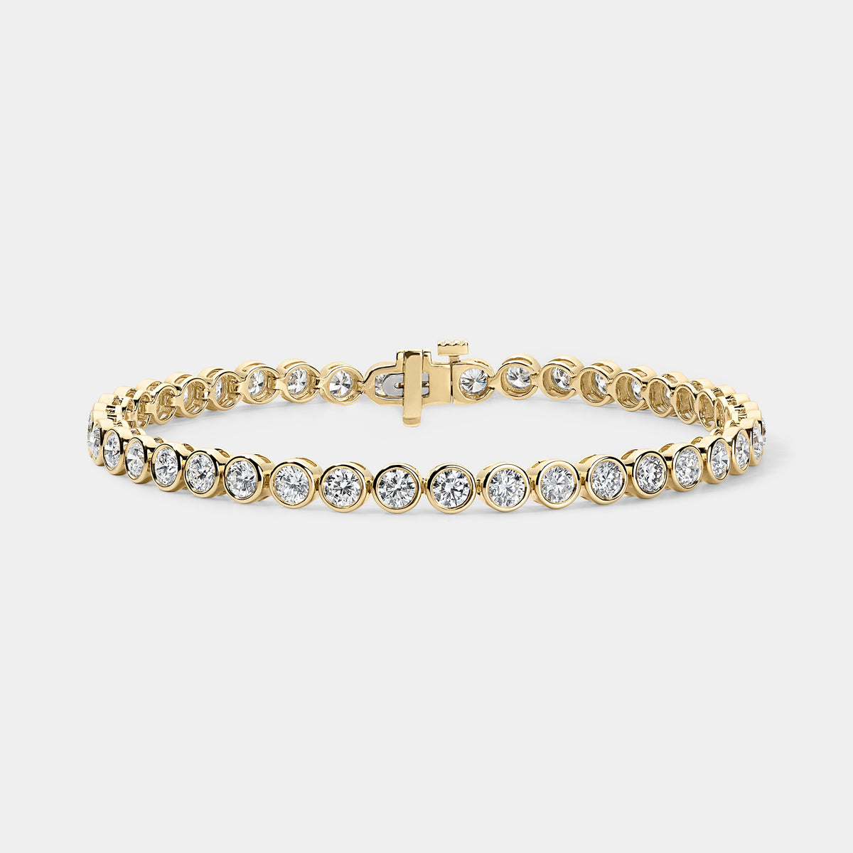 14K Yellow Gold Bezel Tennis Bracelet 5 CTW
