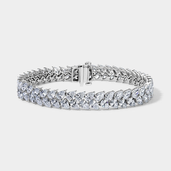 14K White Gold Pear Tennis Bracelet (15 CTW)