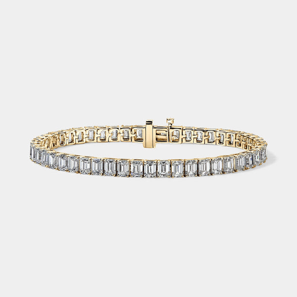 14K Yellow Gold Emerald Tennis Bracelet 12 CTW