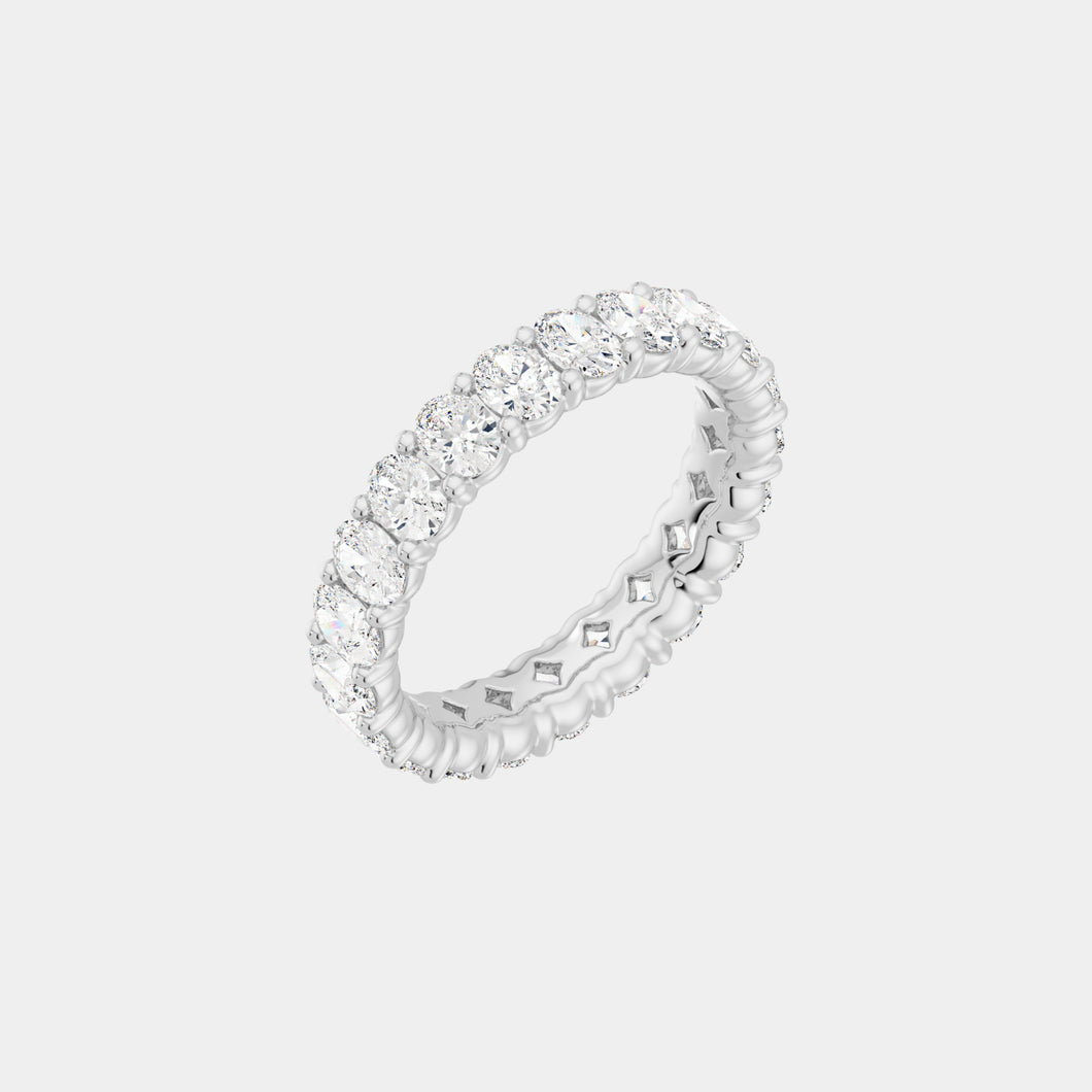 14K White Gold Oval Shared Eternity Ring 2.5 CTW