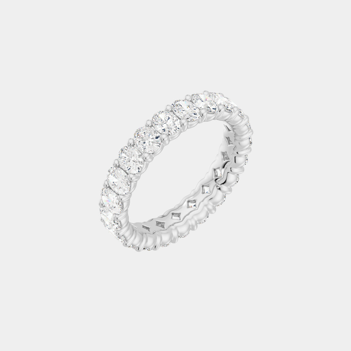 14K White Gold Oval Shared Eternity Ring 2.5 CTW