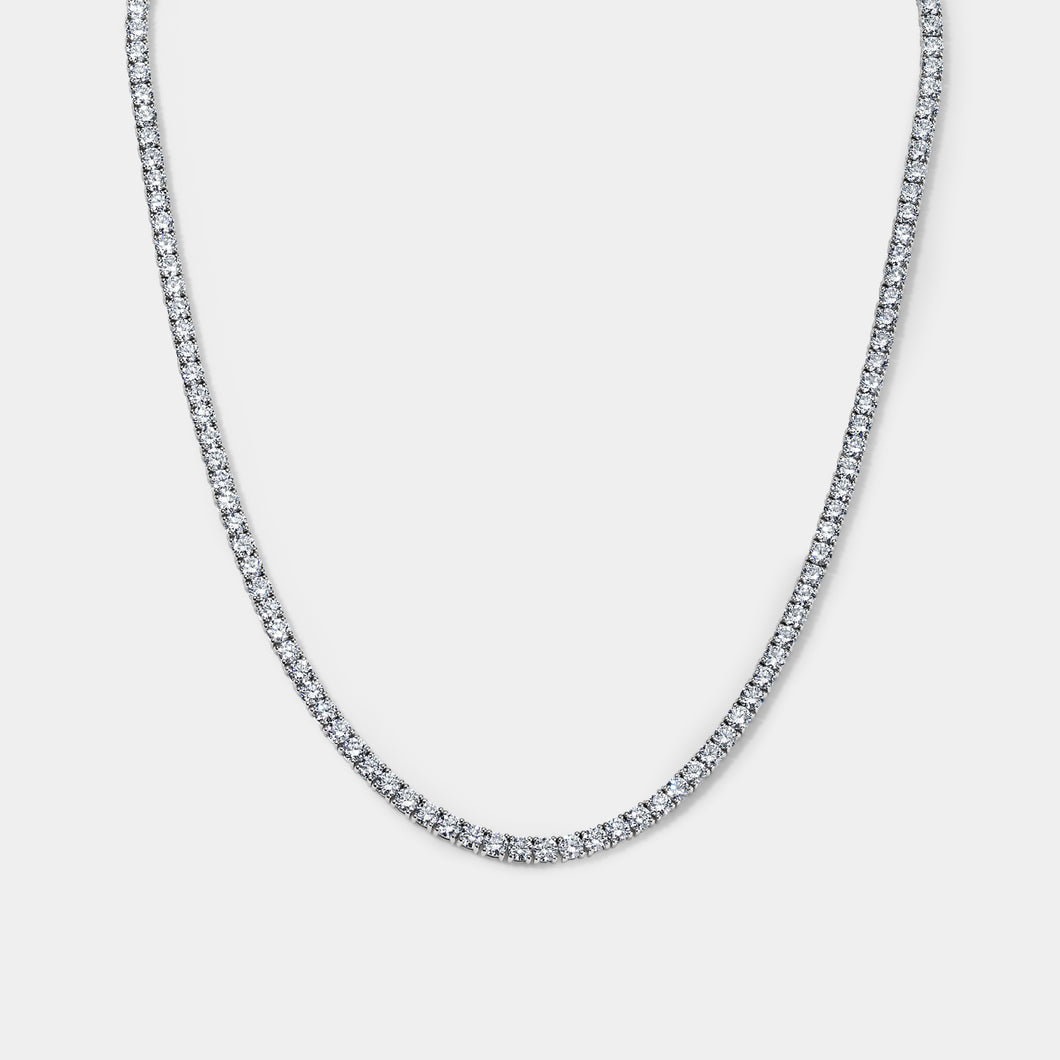 14K White Gold Classic Tennis Necklace 19 CTW