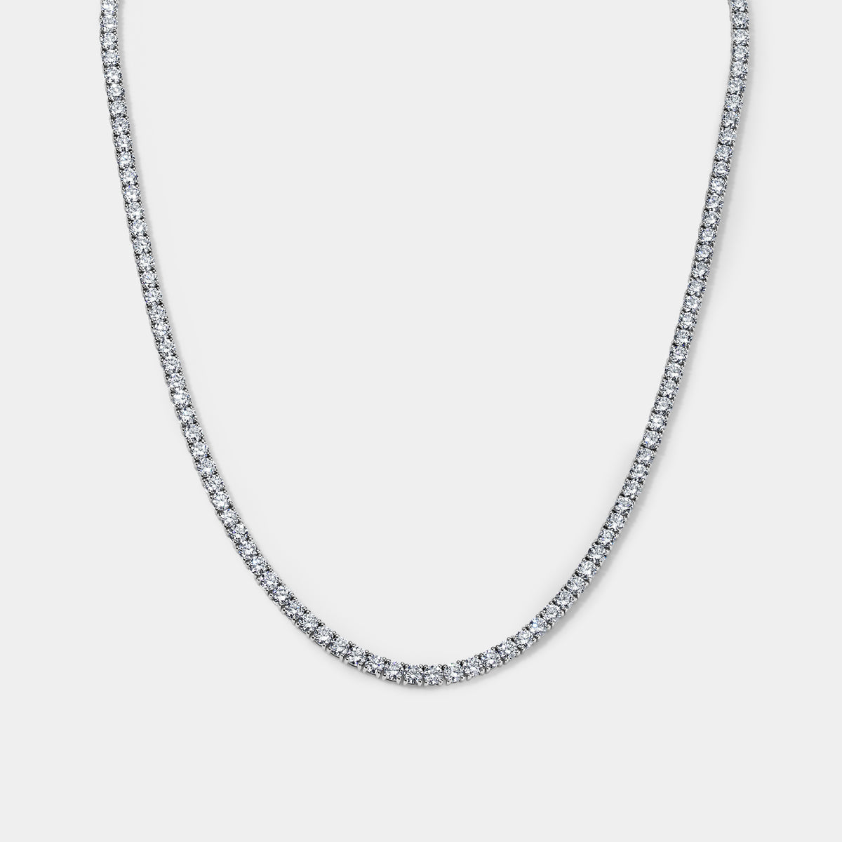 14K White Gold Classic Tennis Necklace 19 CTW