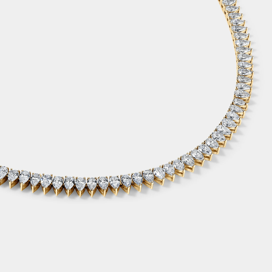 14K Yellow Gold Pear Tennis Necklace 13 CTW
