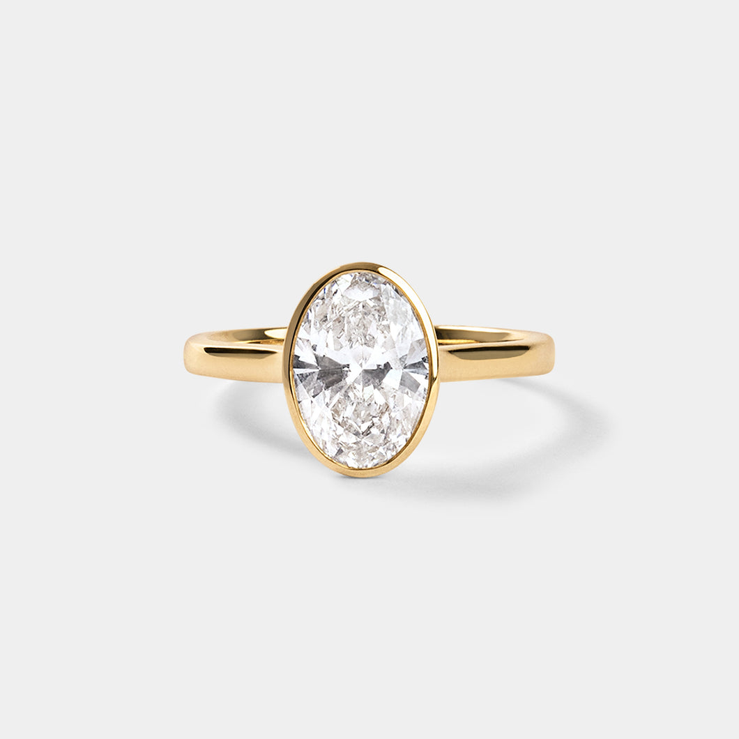 Bezel Set Oval Cut Solitaire Engagement Ring