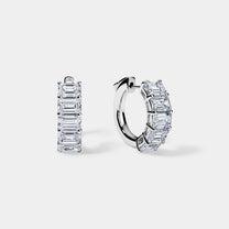 14K White Gold Emerald Huggies 5 CTW
