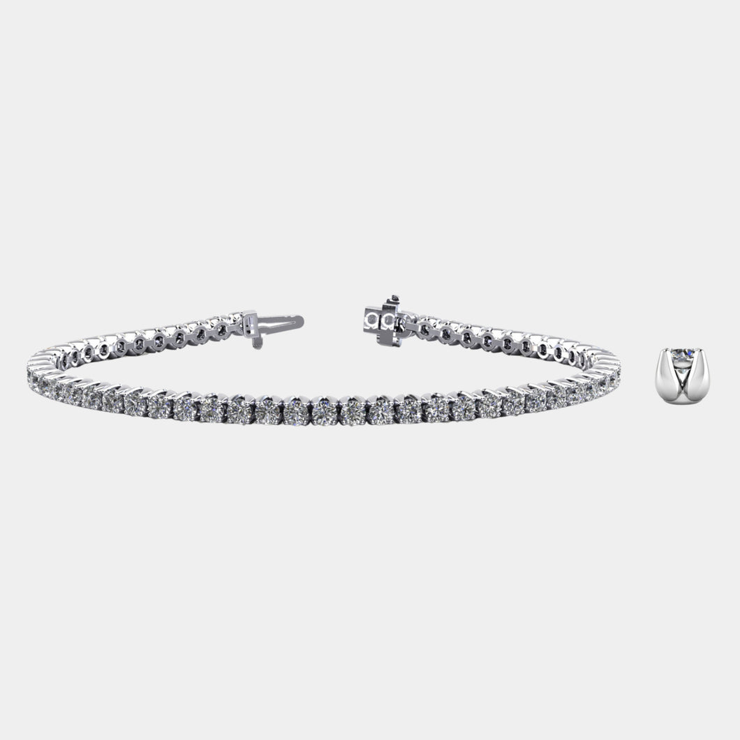 14K White Gold Tulip Tennis Bracelet 10 CTW – Natural Diamond G-H I1