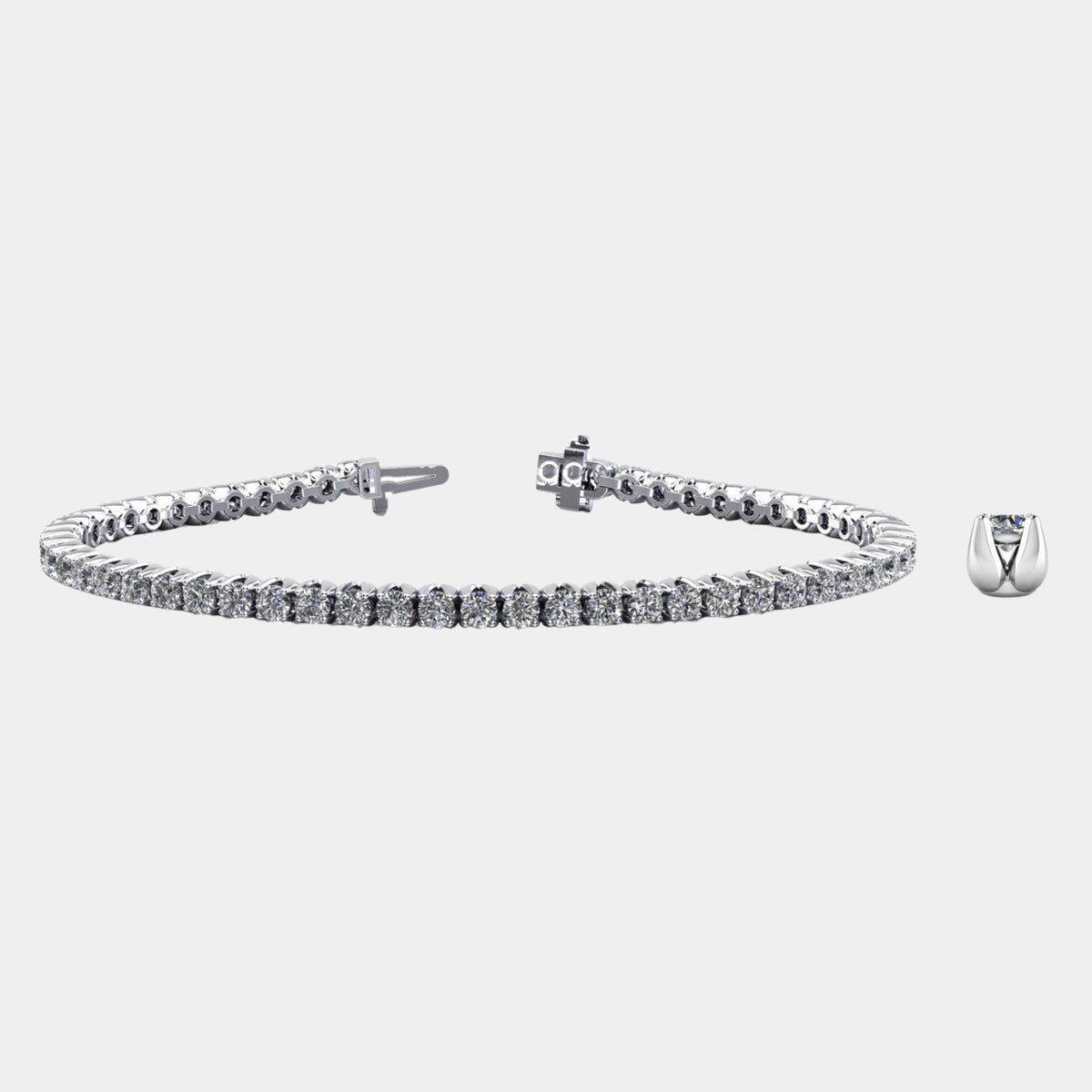14K White Gold Tulip Tennis Bracelet 10 CTW – Natural Diamond G-H I1