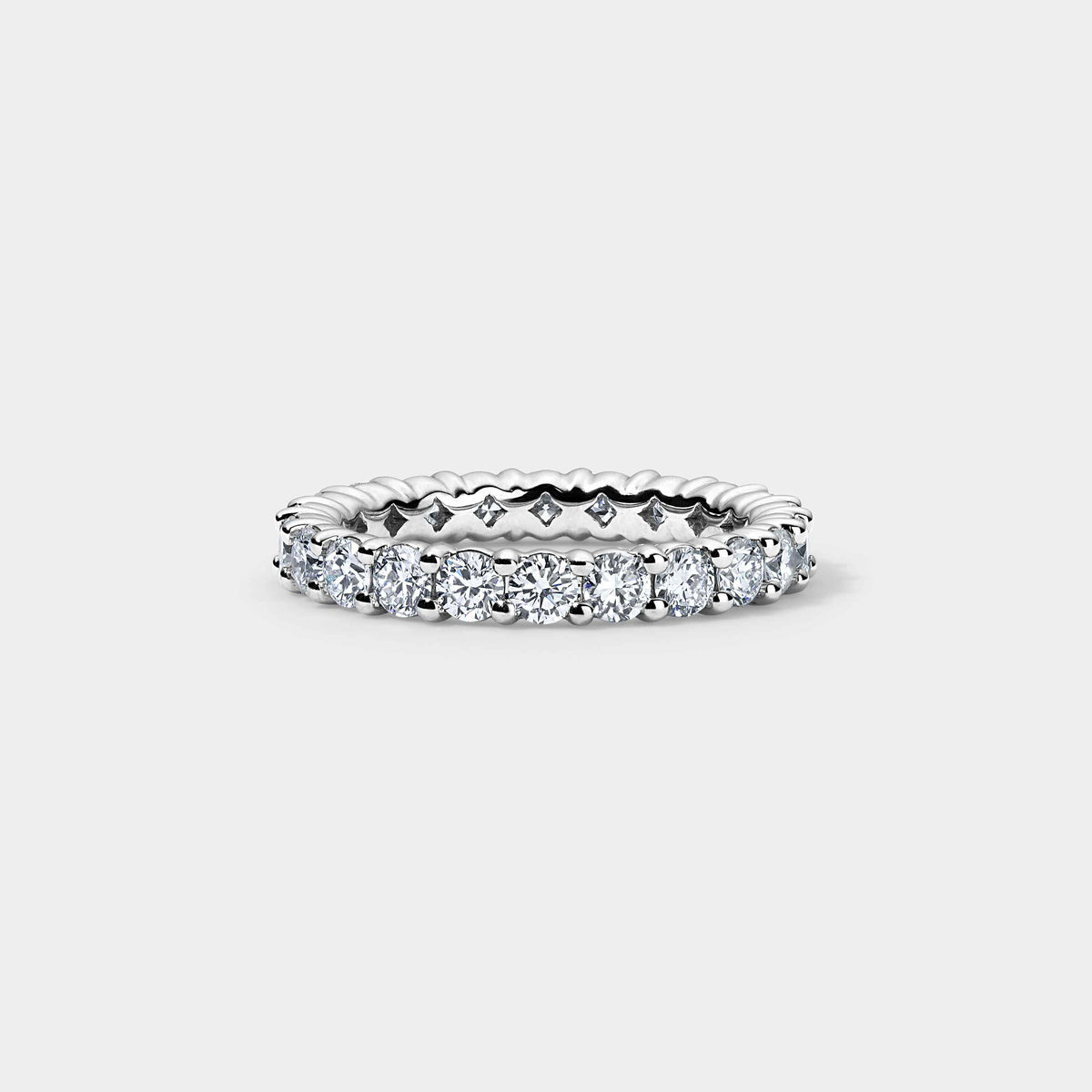 14K White Gold Round Split Eternity Ring 2 CTW