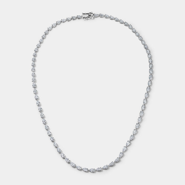 14k White Gold Pear Tennis Necklace (14 CTW)