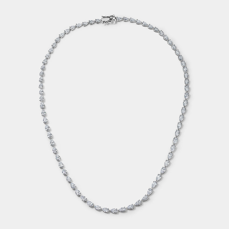 14k White Gold Pear Tennis Necklace (14 CTW)