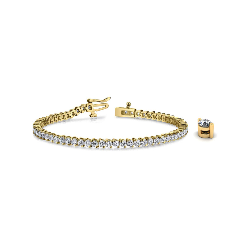 14K Yellow Gold 2-Prong Tennis Bracelet 10 CTW – Eco Diamond (Lab-Created Diamond) — (1)