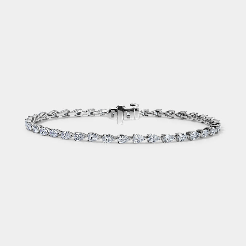 14K White Gold Pear Tennis Bracelet 7 CTW — 4.00
