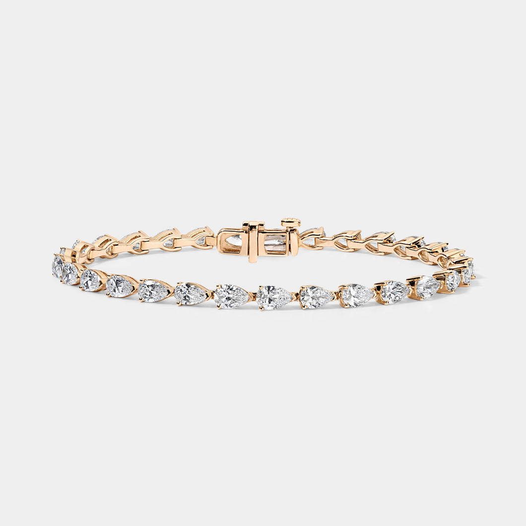 14K Rose Gold Pear Tennis Bracelet 7 CTW