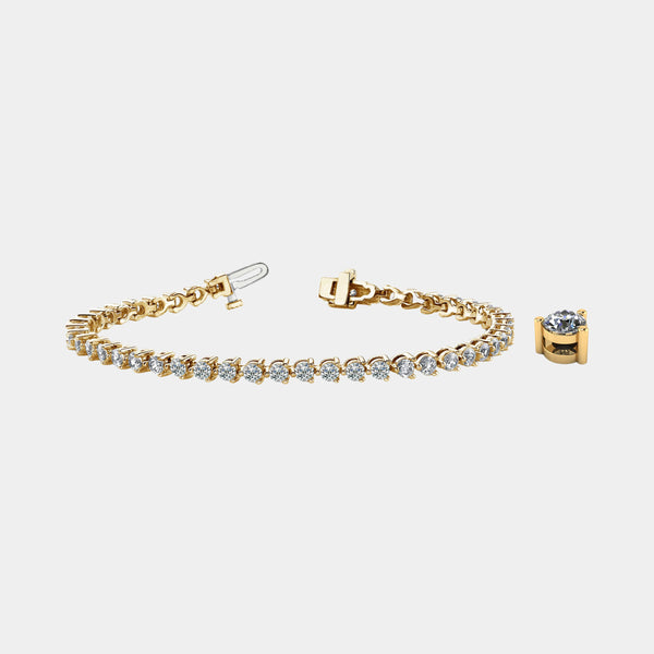 14K Yellow Gold 3-Prong Tennis Bracelet 11 CTW – Eco Diamond (Lab-Created Diamond) — (2)