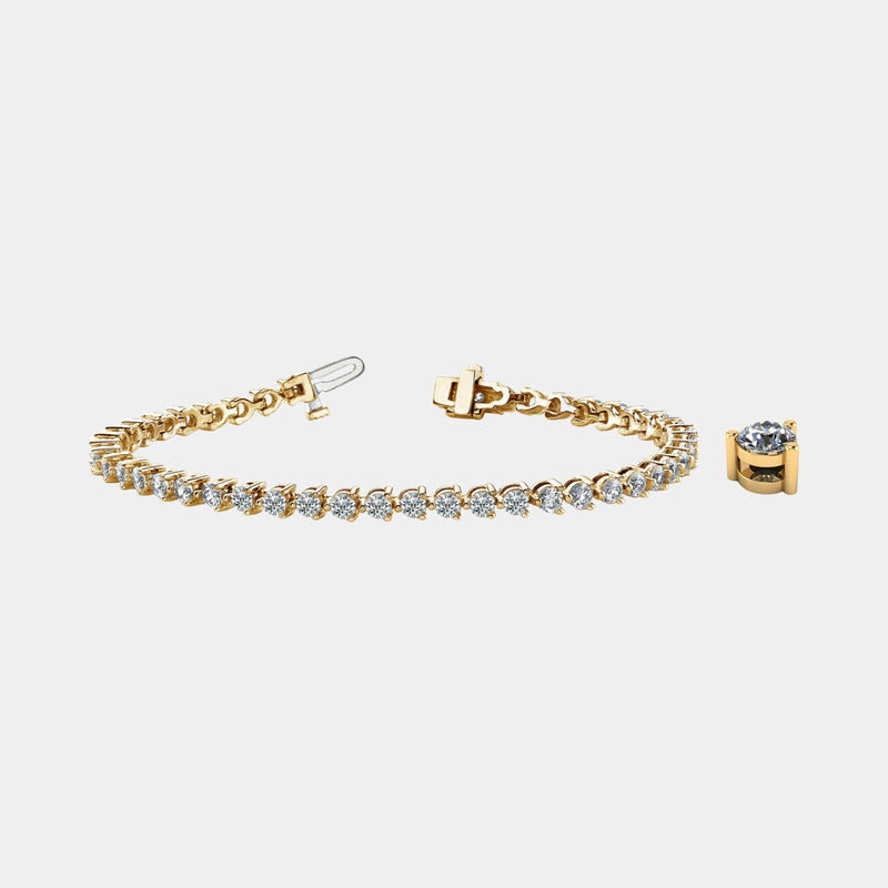 14K Yellow Gold 3-Prong Tennis Bracelet 11 CTW – Eco Diamond (Lab-Created Diamond) — (2)