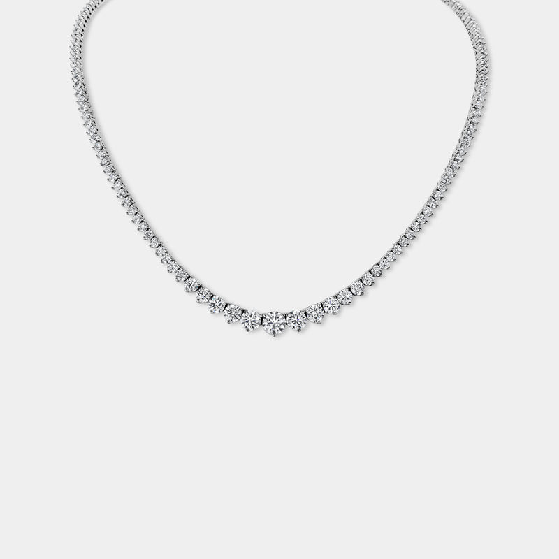 14K White Gold Graduating Necklace 17 CTW – Natural Diamond — (5)