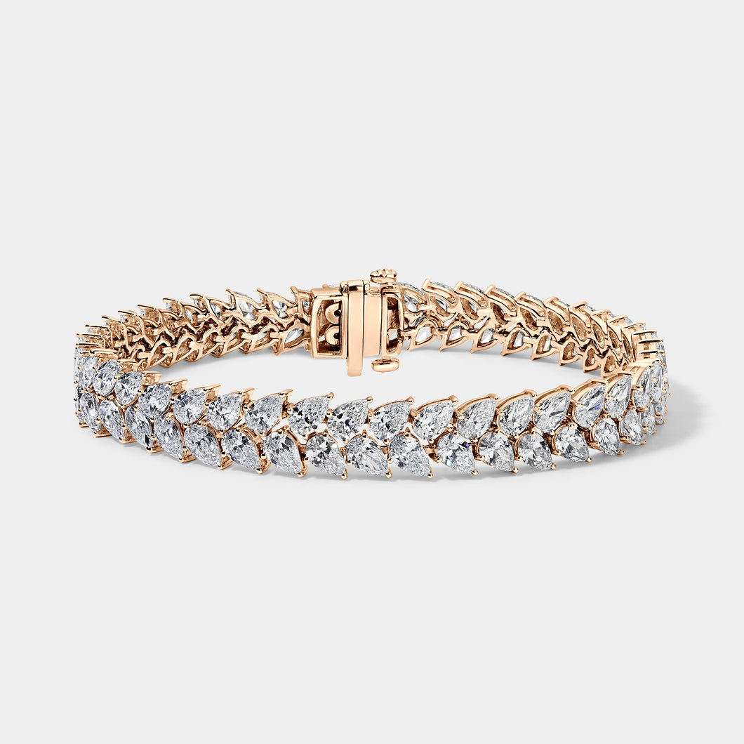 14K Rose Gold Pear Tennis Bracelet 15 CTW