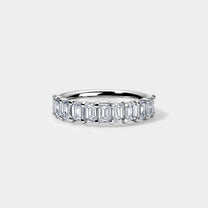 14K White Gold Emerald Anniversary Ring 2 CTW