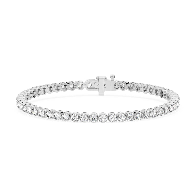 14K W Gold 4-Prong Round Tennis Bracelet 5 CTW – Eco Diamond (Lab-Created Diamond) — (1)