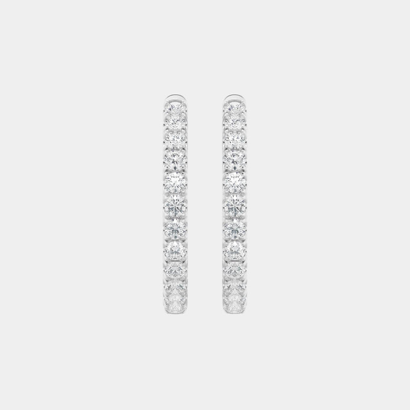 14K White Gold Round Hoops 3 CTW — 3.00