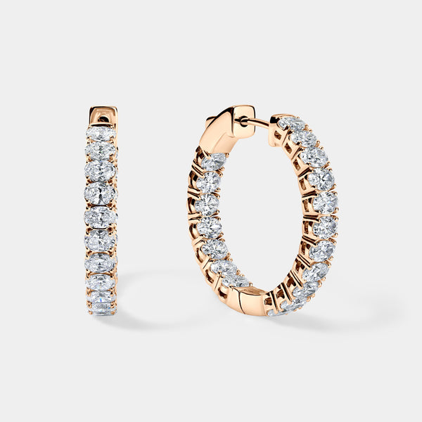 14K Rose Gold Oval Hoops 3.5 CTW