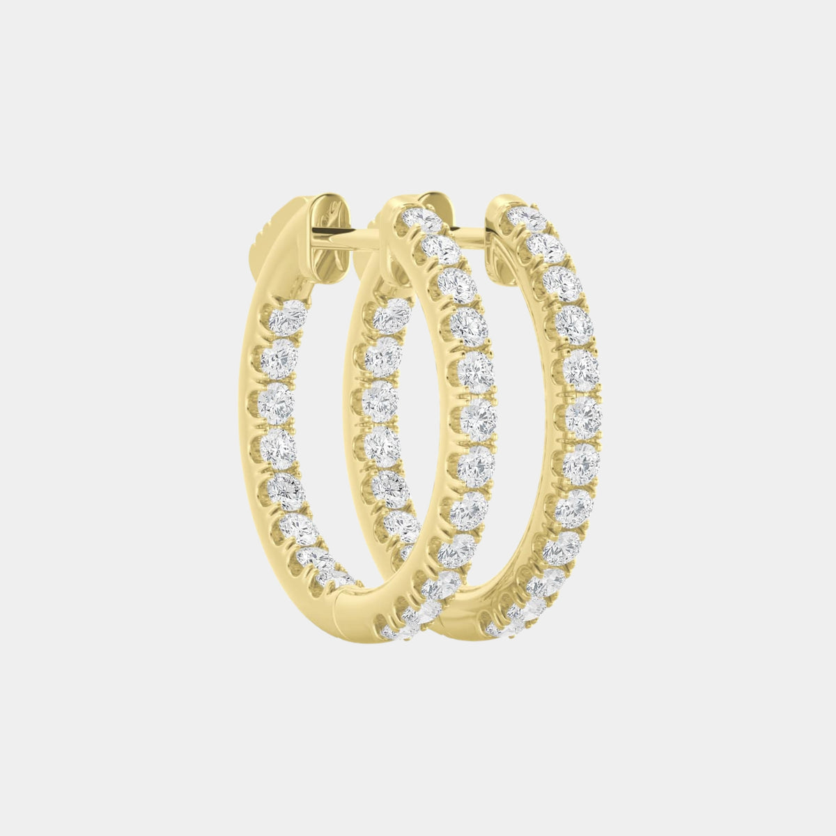 14K Yellow Gold Round Hoops 3 CTW