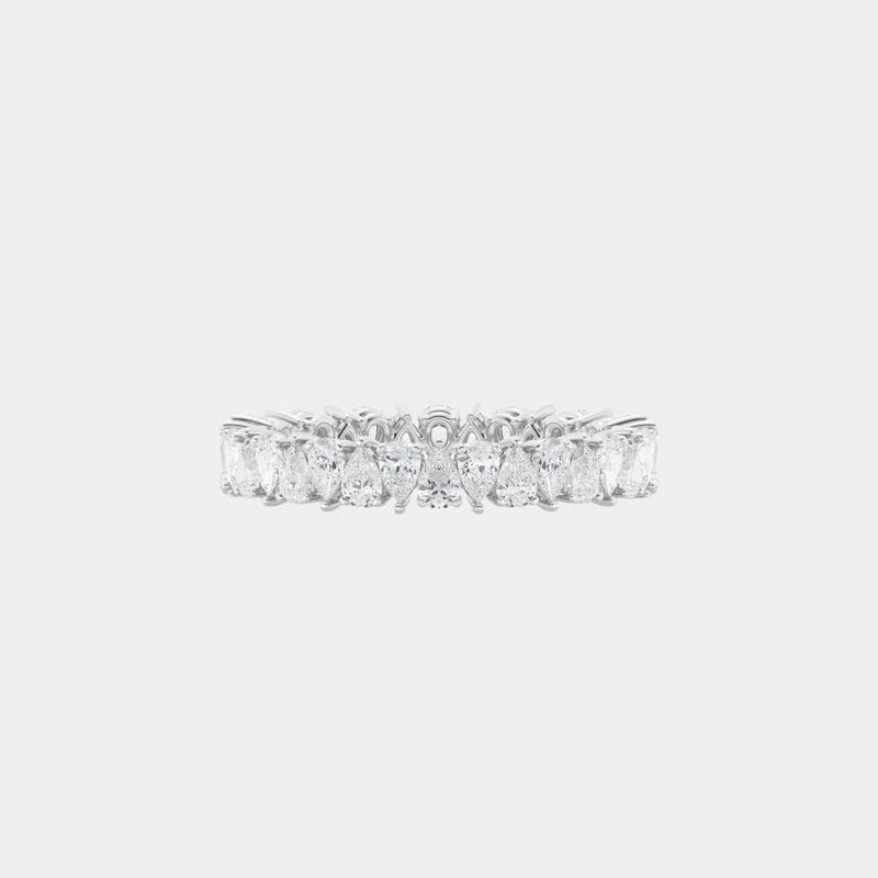 14K White Gold Pear Eternity Ring  1.75 CTW — 6.5