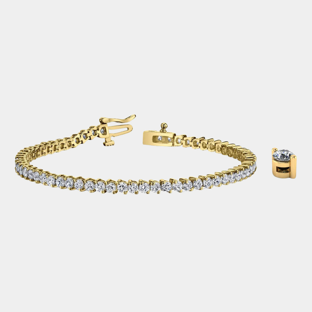 14K Yellow Gold 2-Prong Tennis Bracelet 10 CTW – Natural Diamond G-H SI+