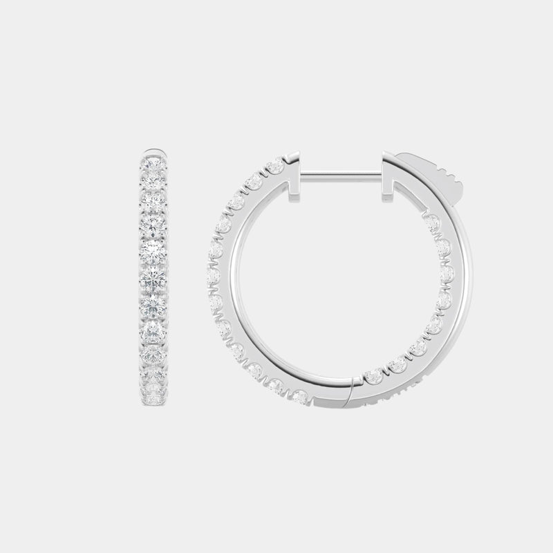 14K White Gold Round Hoops 3 CTW — 3.00
