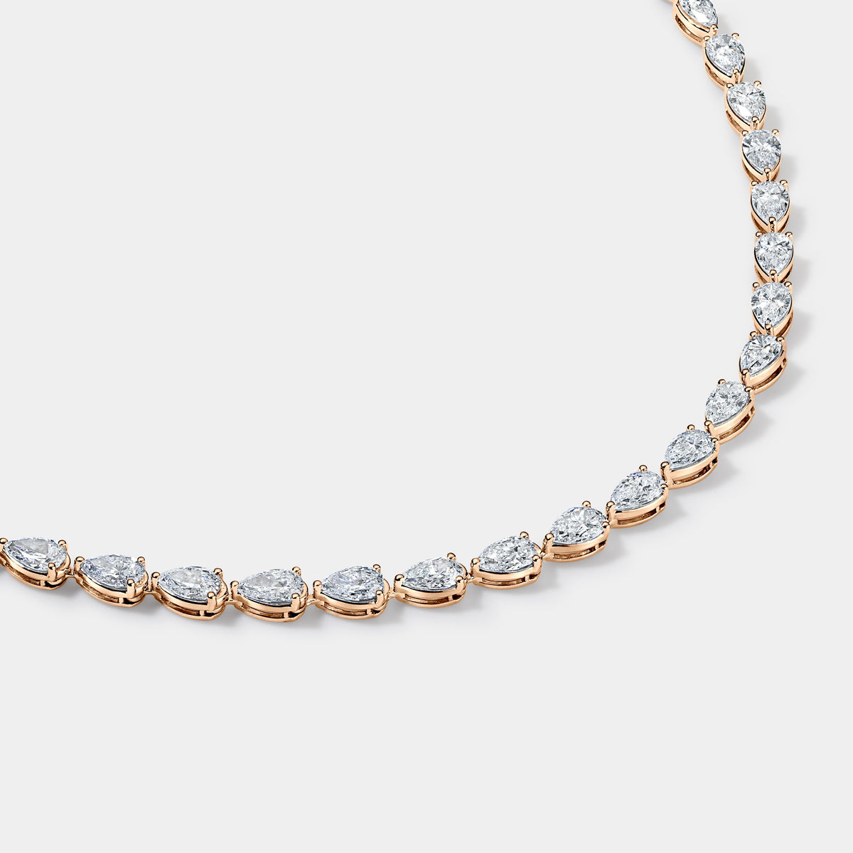 14K Rose Gold Pear Tennis Necklace 14 CTW