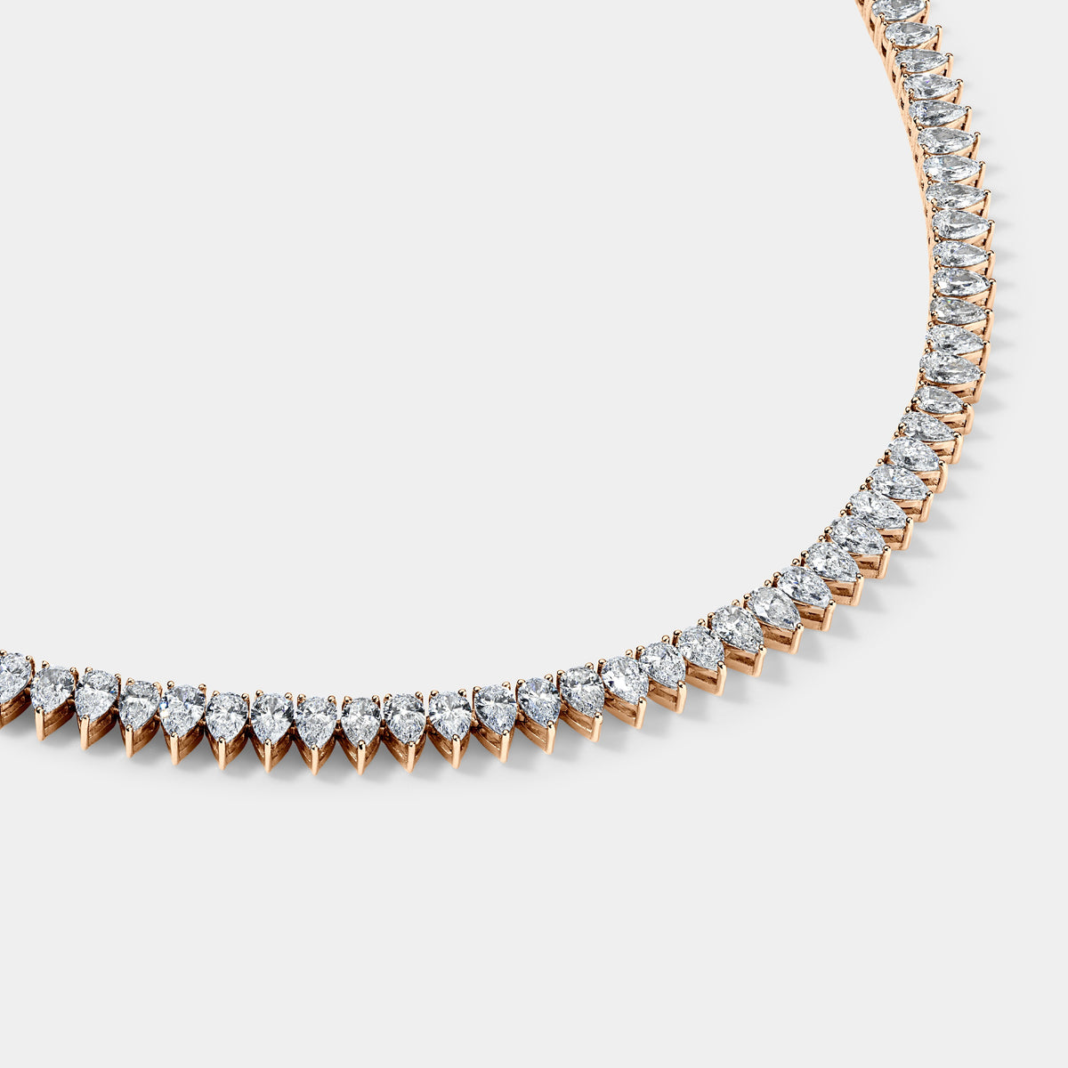 14K Rose Gold Pear Tennis Necklace 13 CTW