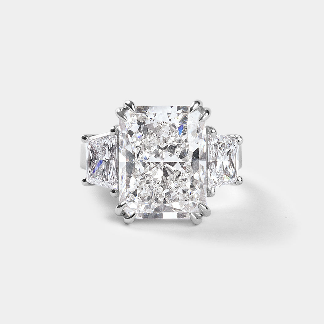 Radiant Cut Engagement Ring with Trapezoids