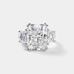 Radiant Cut Engagement Ring with Trapezoids