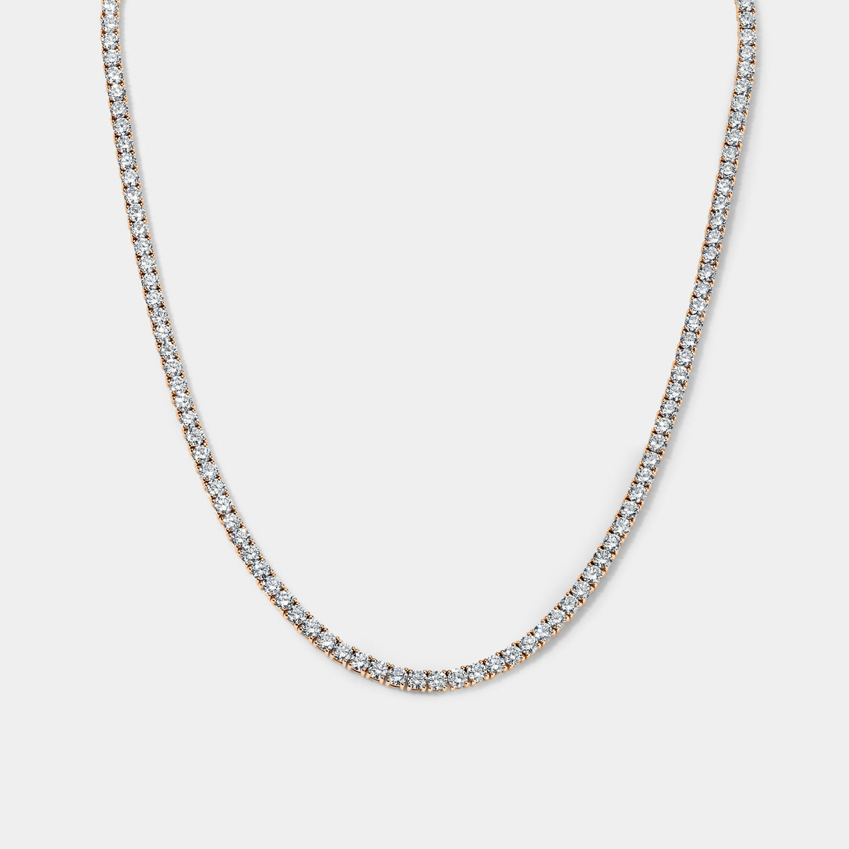 14K Rose Gold Classic Tennis Necklace 19 CTW
