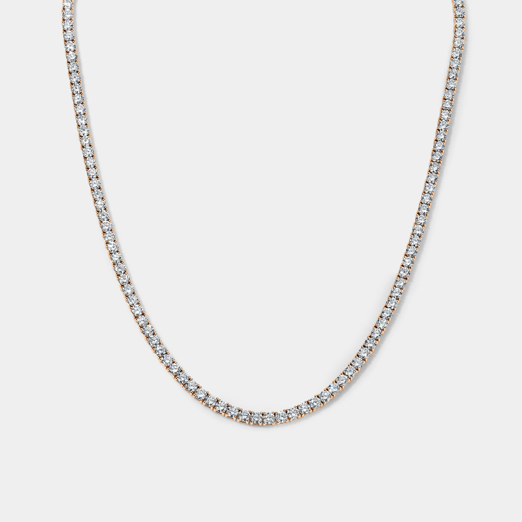 14K Rose Gold Classic Tennis Necklace 6 CTW – Natural Diamond G-H I1