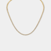14K Yellow Gold Crown Tennis Necklace 9 CTW