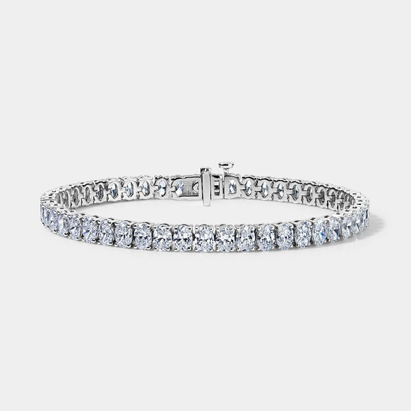 14K White Gold Oval Tennis Bracelet 11 CTW — Platinum