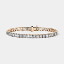 14K Rose Gold Emerald Tennis Bracelet 12 CTW
