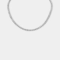18K White Gold Emerald Tennis Necklace 28 CTW